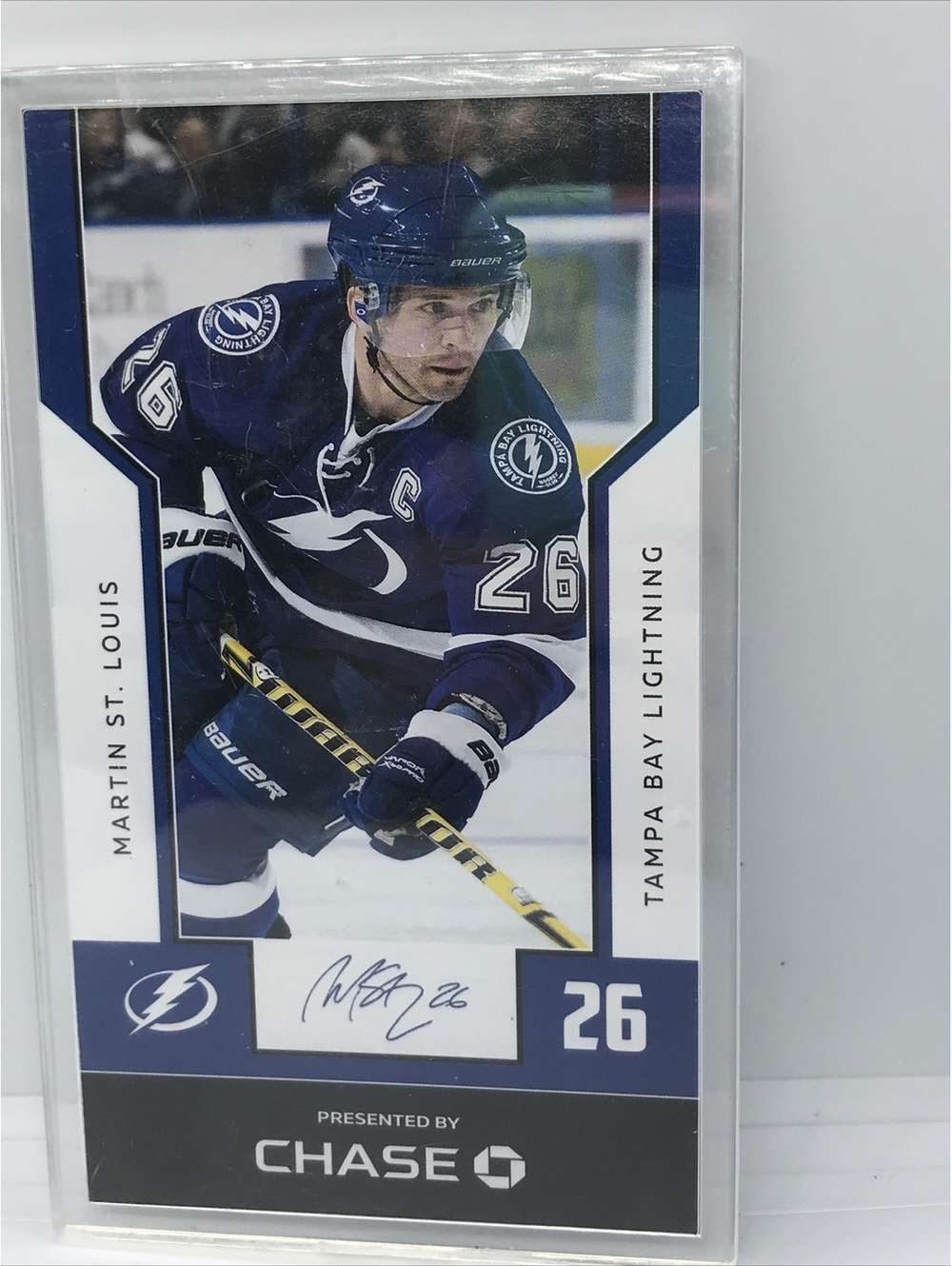 Tampa Bay Lightning MARTIN ST. LOUIS HOF Player Card Presented BY CHASE 2018 #26